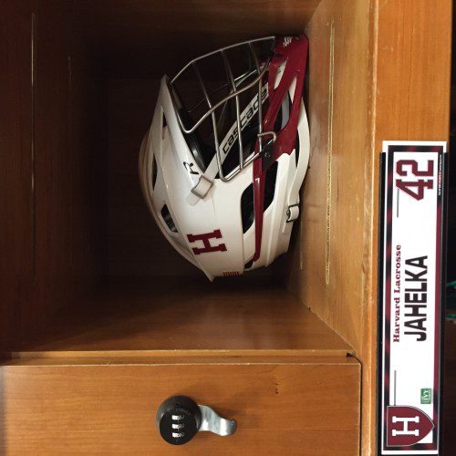 Harvard Senior Captain, Stephen Jahelka's locker #42